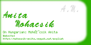 anita mohacsik business card